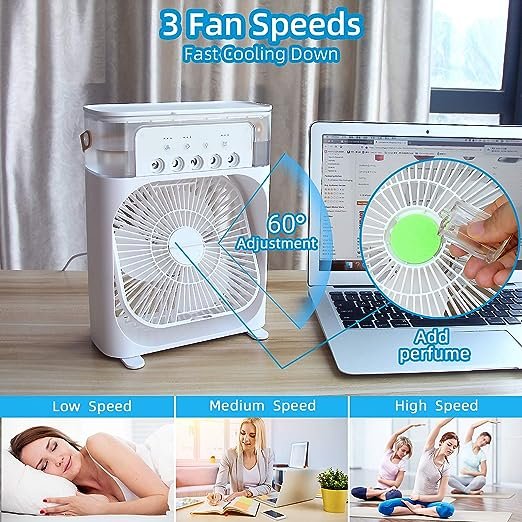 (10 Inch Big Size ) 3 In 1 Air Humidifier Cooling Usb Fan Led... - Image 4