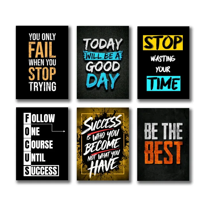 Set Of 6 Motivational Wooden Canvas Frames For Wall Decore /...