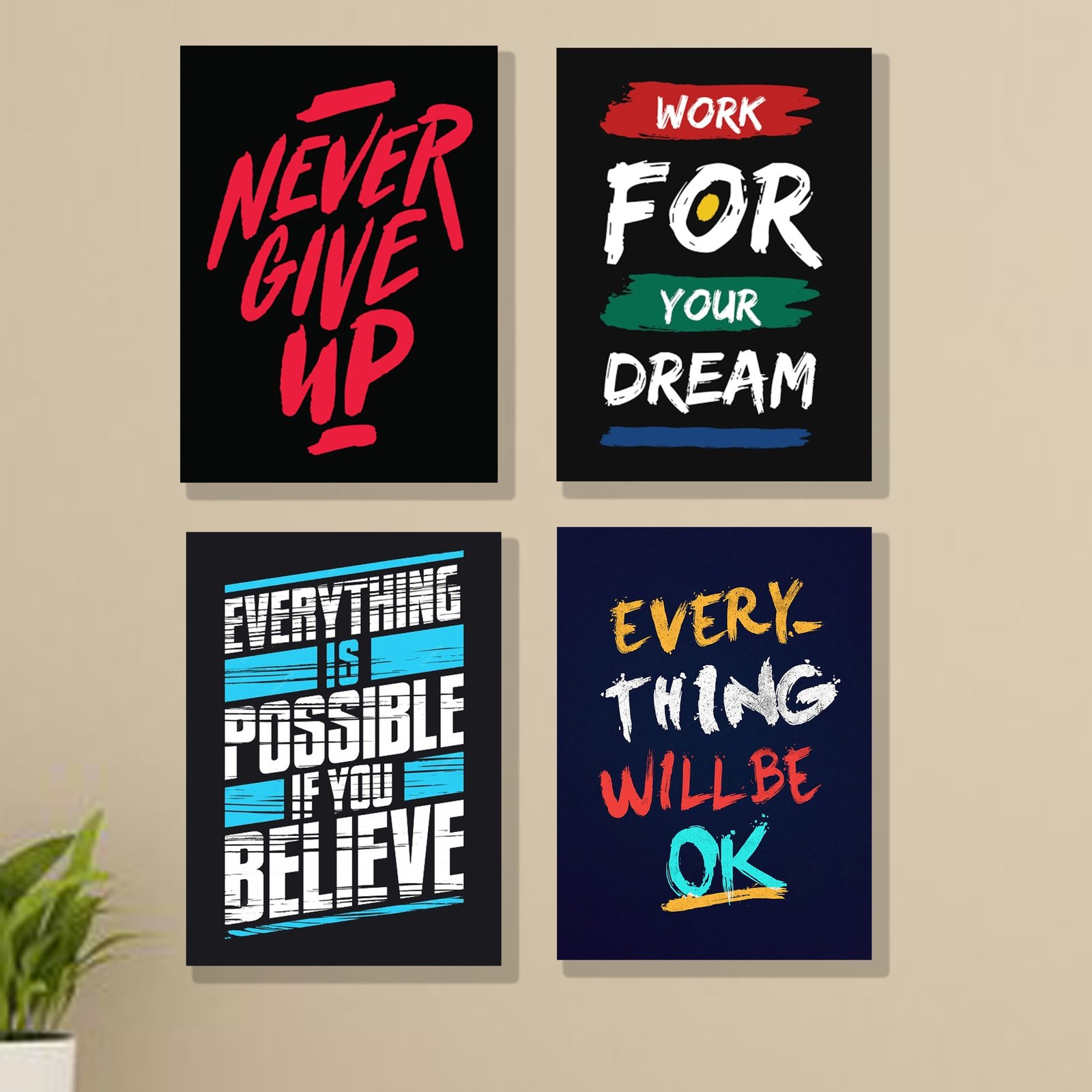 Set of 4 Motivational Wall Art Frames