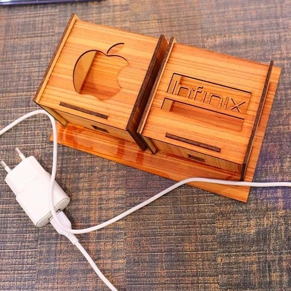 Wall Mounted Wooden Mobile Charging Holder - Image 4