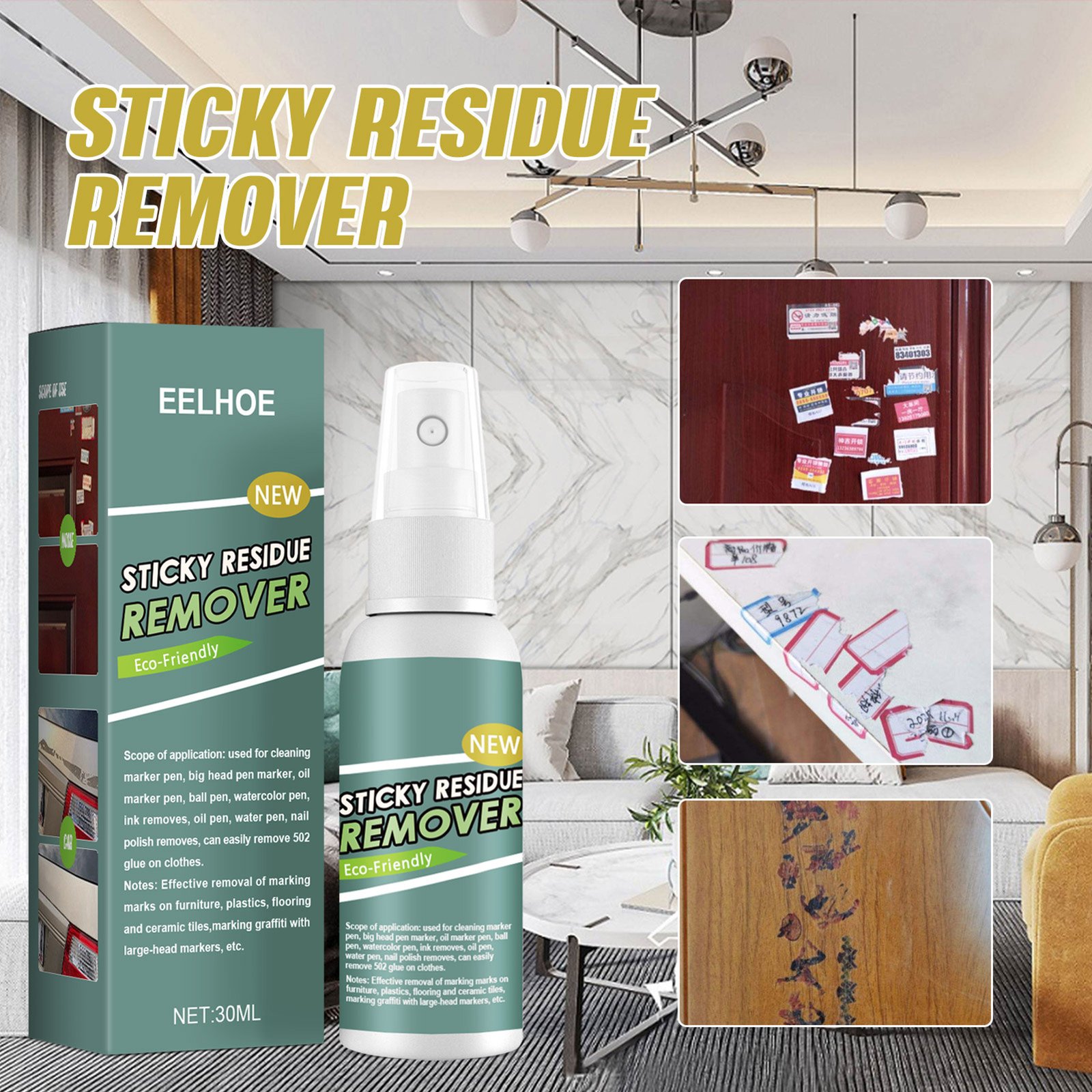 Sticky Stuff Remover Gel Spray, Portable Surface Safe Adhesive...