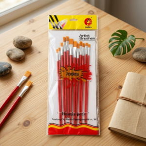 Writing Brush Set 12 Pcs Plastic Handle Flat Tip Brushes for Acrylic