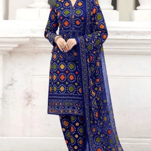 Stylish Digital Chunri Print Embroidered Lawn 3pc Unstitched Suit