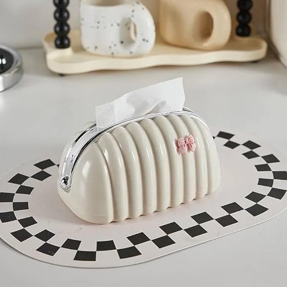 Decorative Shell Tissue Box Case Elegant and Modern Napkin Holder - Image 2