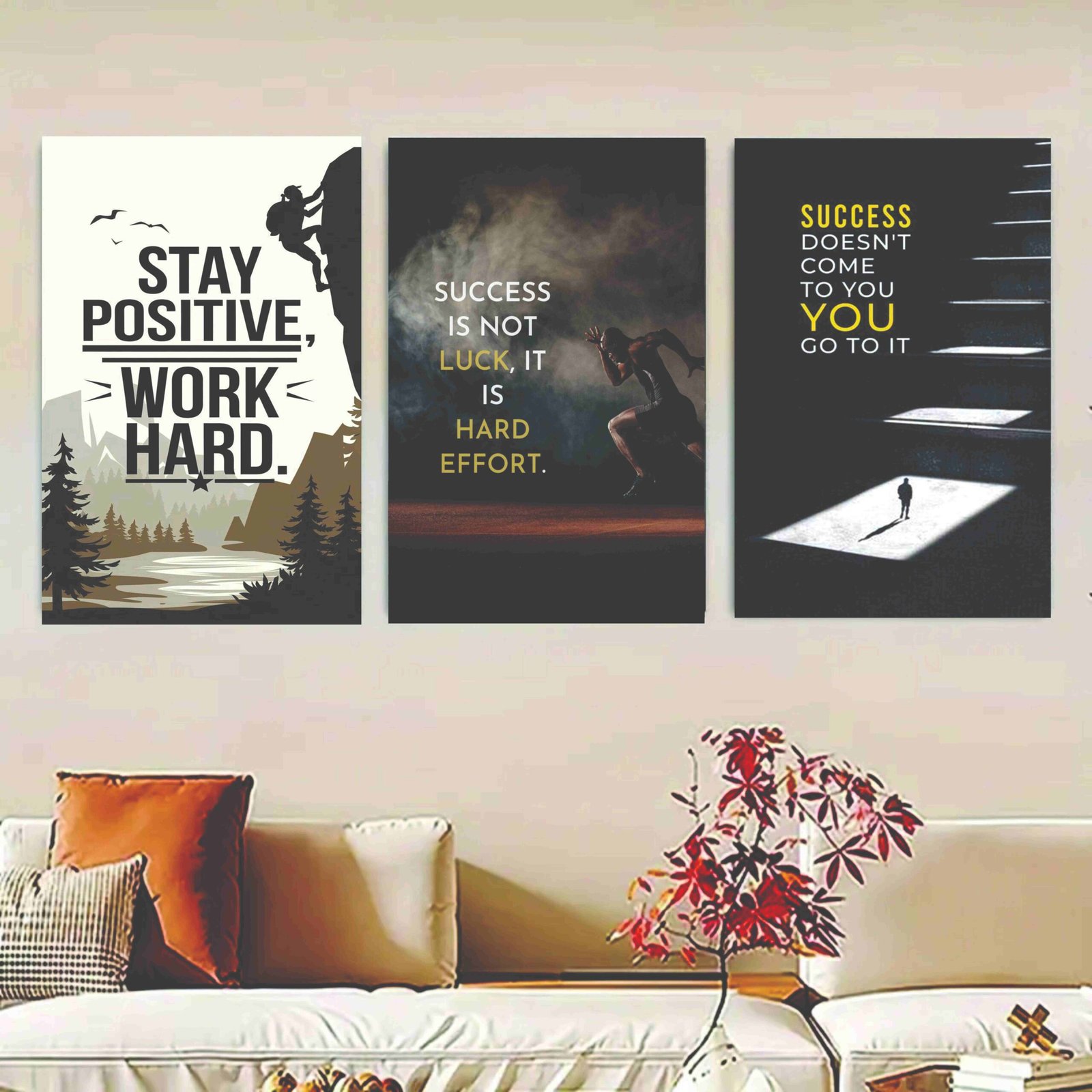 Pack Of 3 Motivational Quotes Sticky Wooden Canvas Frames For Wall...