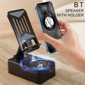 3-In-1 Rotating Foldable Mobile Phone Stand with Built-In Bluetooth Speaker