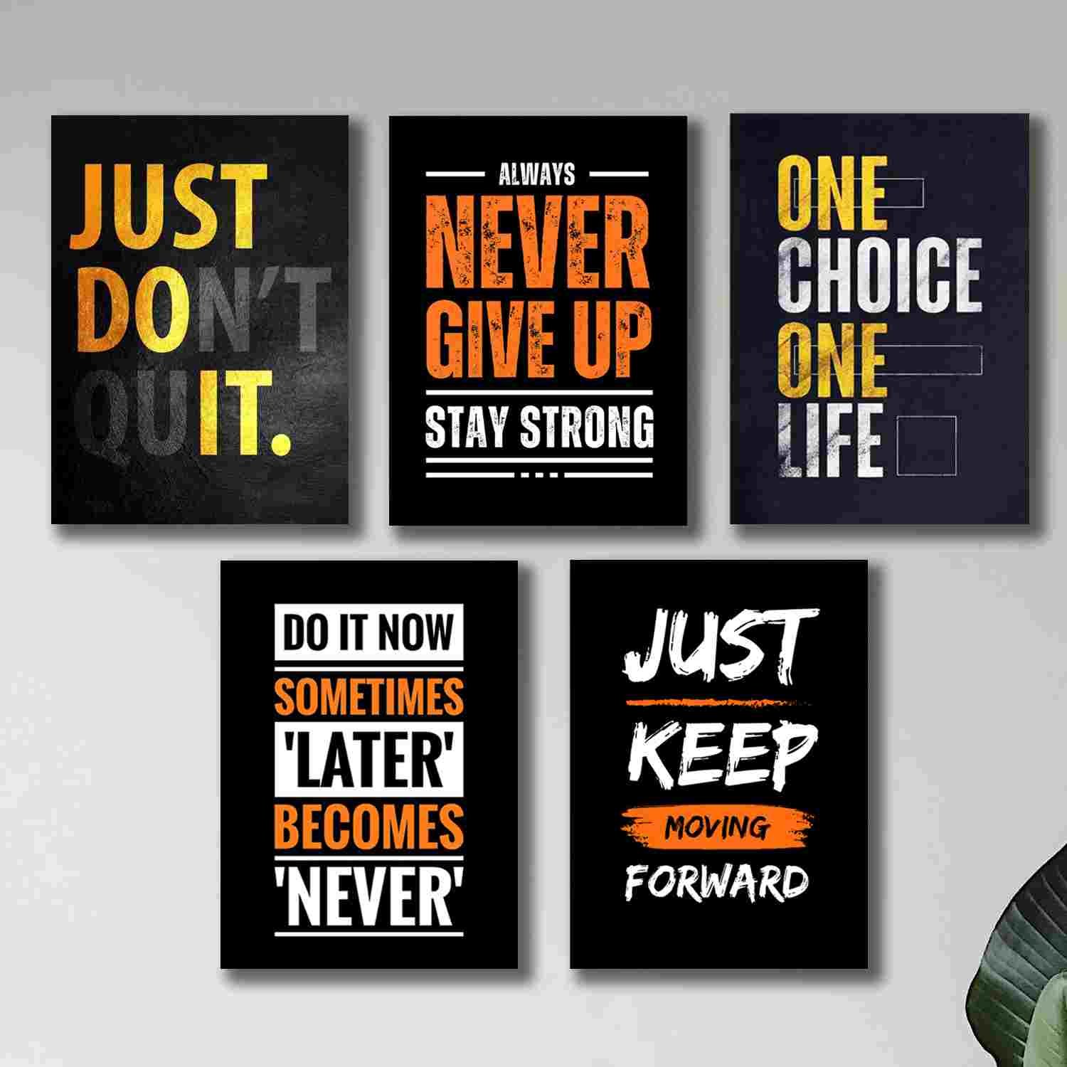 Set Of 5 Motivational Sticky Wooden Canvas Frames For Wall Decore...