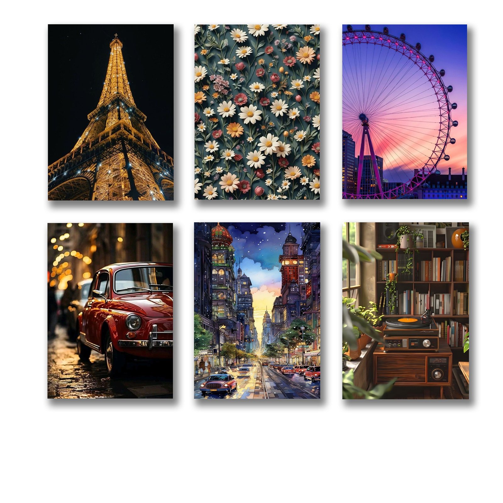 Set of 6 Premium Wall Art Photo Tiles