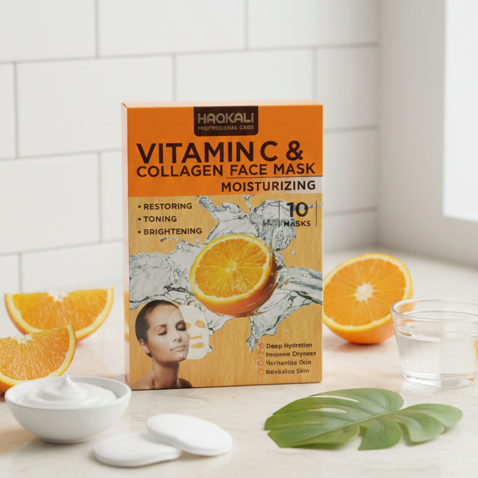 Haqkali Professional Care Vitamin C & Collagen Moisturizing Face Mask - Image 3