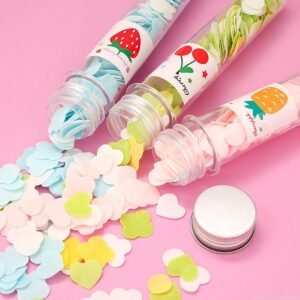 100 Pcs Disposable Flower Paper Soap with Portable Tube Multi Color