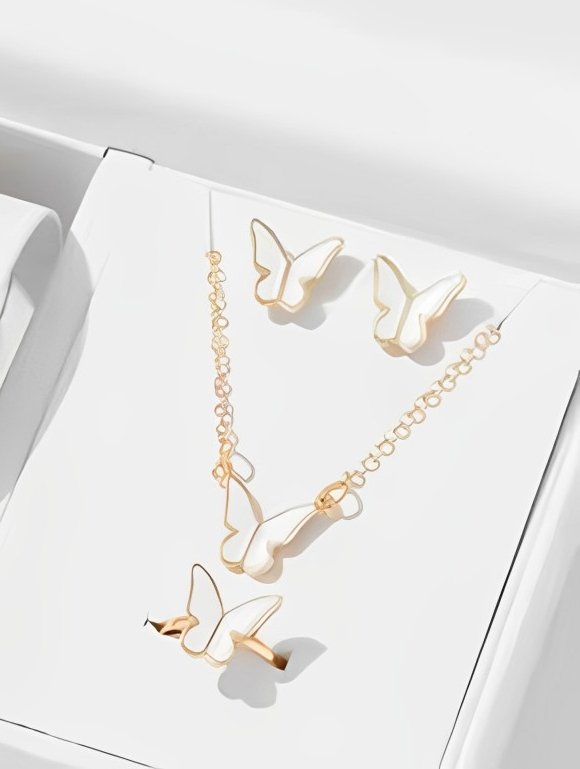 Butterfly Set, Pack Of 4 / Pendants Necklace Earrings Ring For...