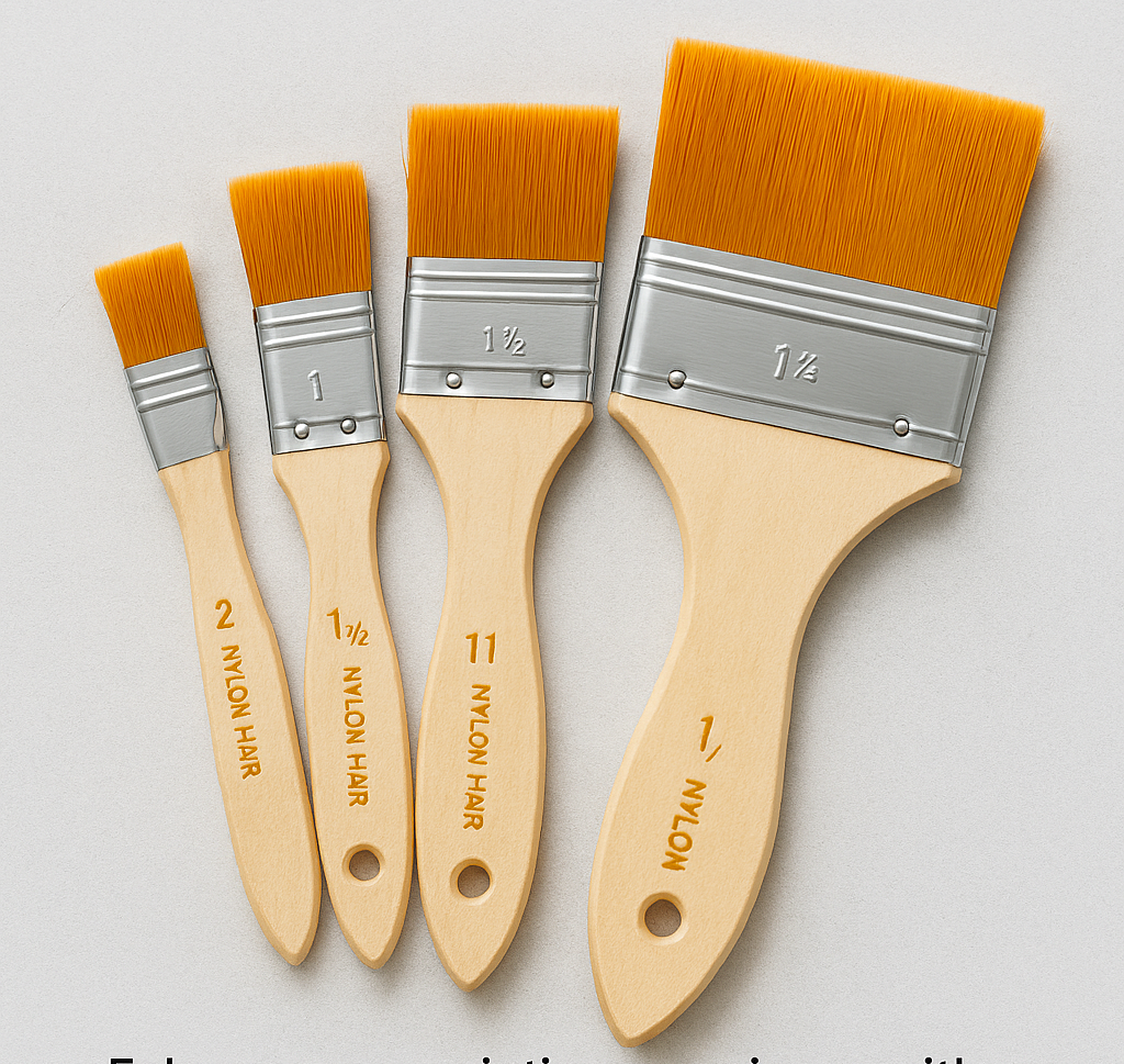 Pack Of 4 Nylon Hair Wide And Thin Gesso Base Brushes - Image 2