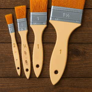 Pack Of 4 Nylon Hair Wide And Thin Gesso Base Brushes