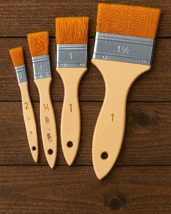 Pack Of 4 Nylon Hair Wide And Thin Gesso Base Brushes