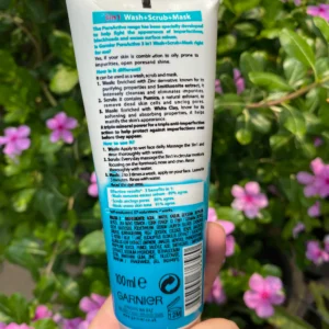 3 In 1 Garnier Skin Natural Pure Active Wash + Scrub + Mask 100Ml