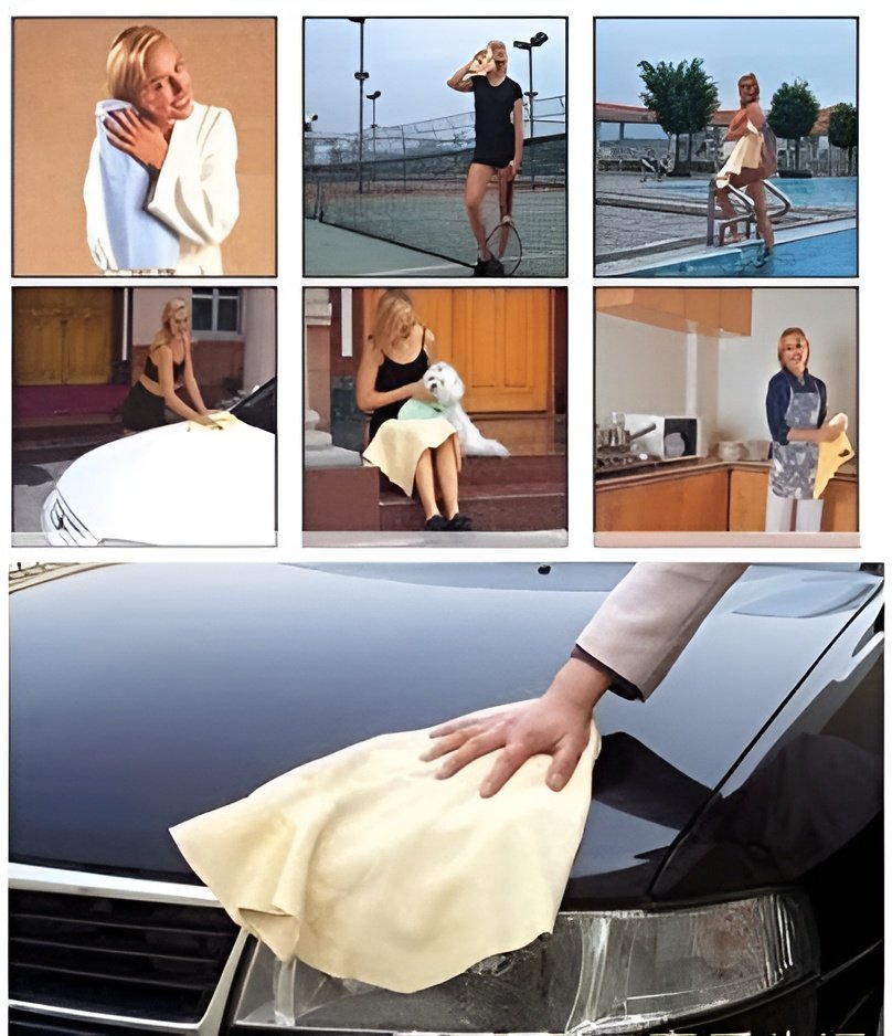 Clean Cham Absorbant Car, Home Cleaning Synthetic Chamois Leather... - Image 4