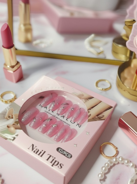 Luxury Pink Nail Tips Set - Image 2