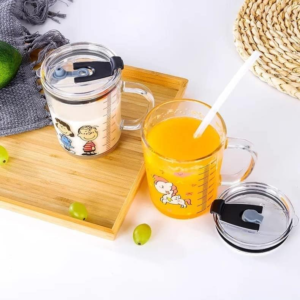 Unicorn Shape 350 Ml Glass Mug With Straw And Lid Creative Cartoon...