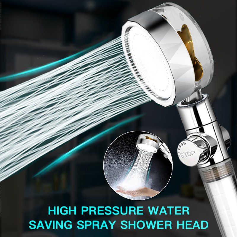 Pressurized Shower Head Turbine Shower Accessories One Piece Water...