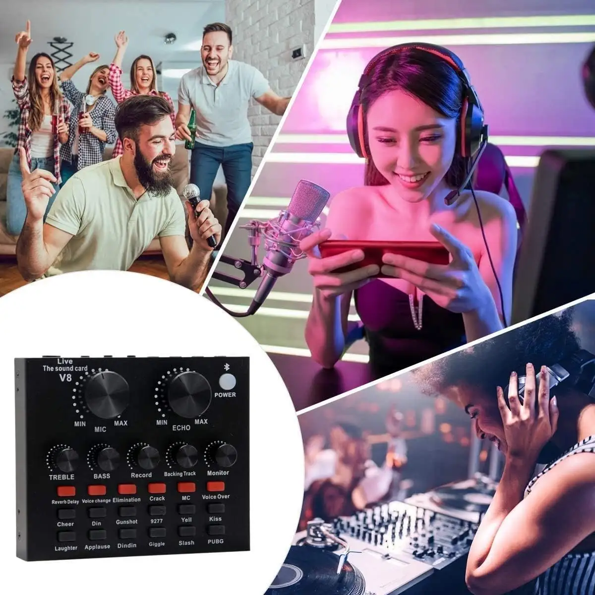 Podcast Mic Set With Live Sound Card,Condenser Microphone With...