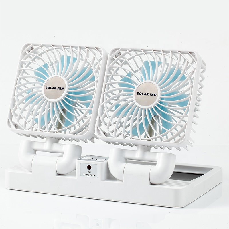 Double Head Solar Portable Desktop Air Conditioning Fan - Image 4
