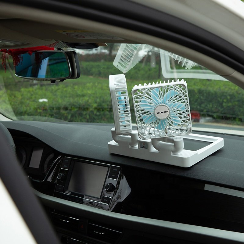 Double Head Solar Portable Desktop Air Conditioning Fan - Image 3