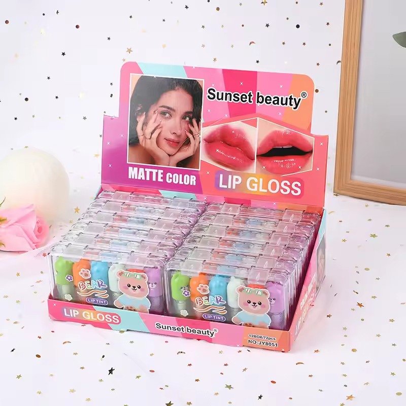 6 Pcs Cute Bear Changing Lip Gloss Set Moisturizing Magic Tint...
