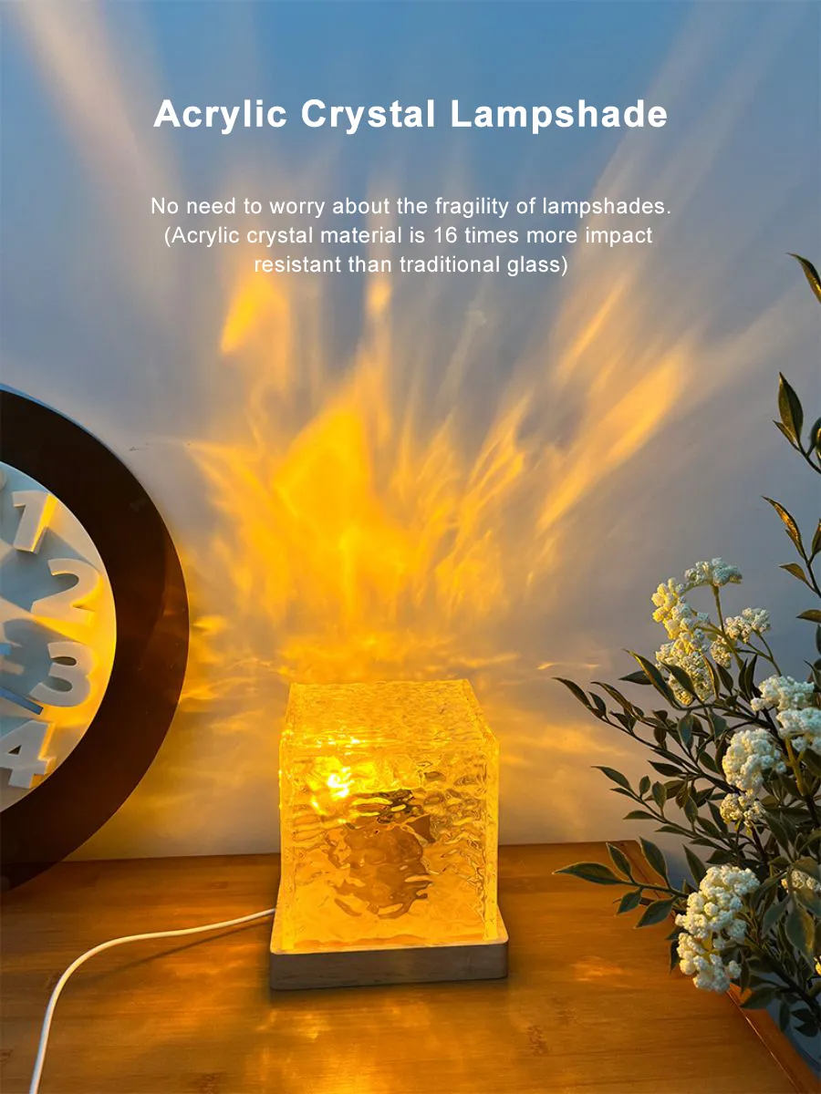 Dynamic Rotating Water Ripple Night Light 3 Colors Flame Crystal... - Image 2