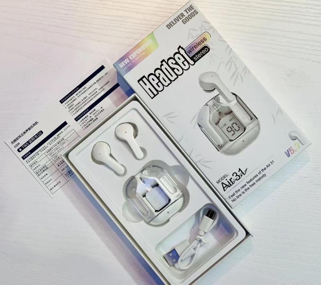 Air31 Earbuds Wireless Crystal Transparent Body - Without Silicone... - Image 5