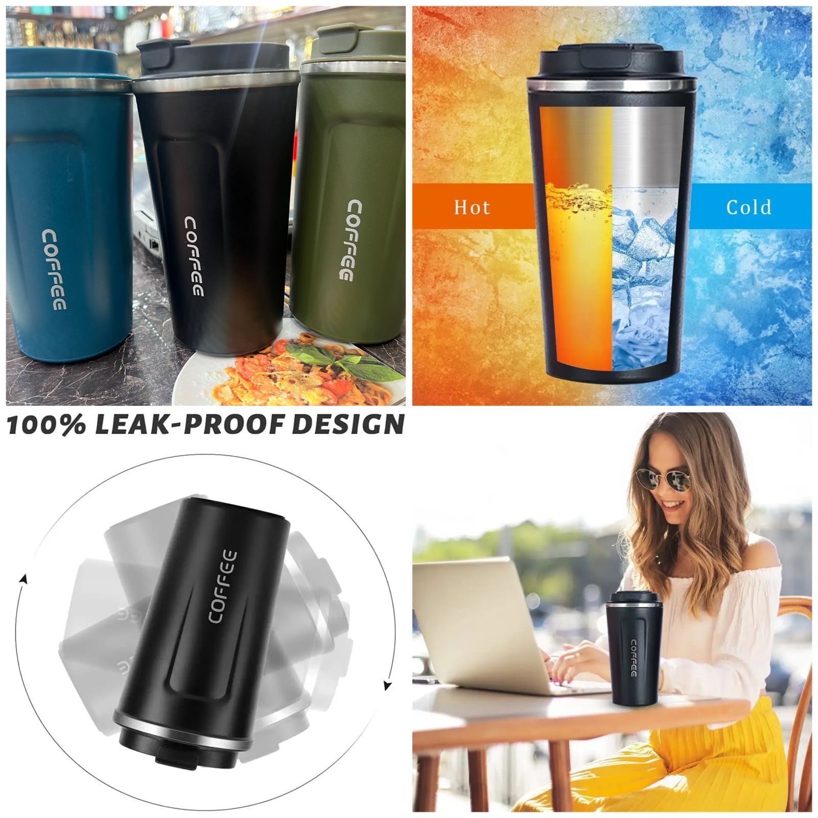 510Ml Large-Capacity Coffee Cup Keep Heat Stainless Steel...