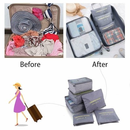 6Pcs/Set Travel Storage Bag Portable Luggage Organizer Clothes... - Image 3