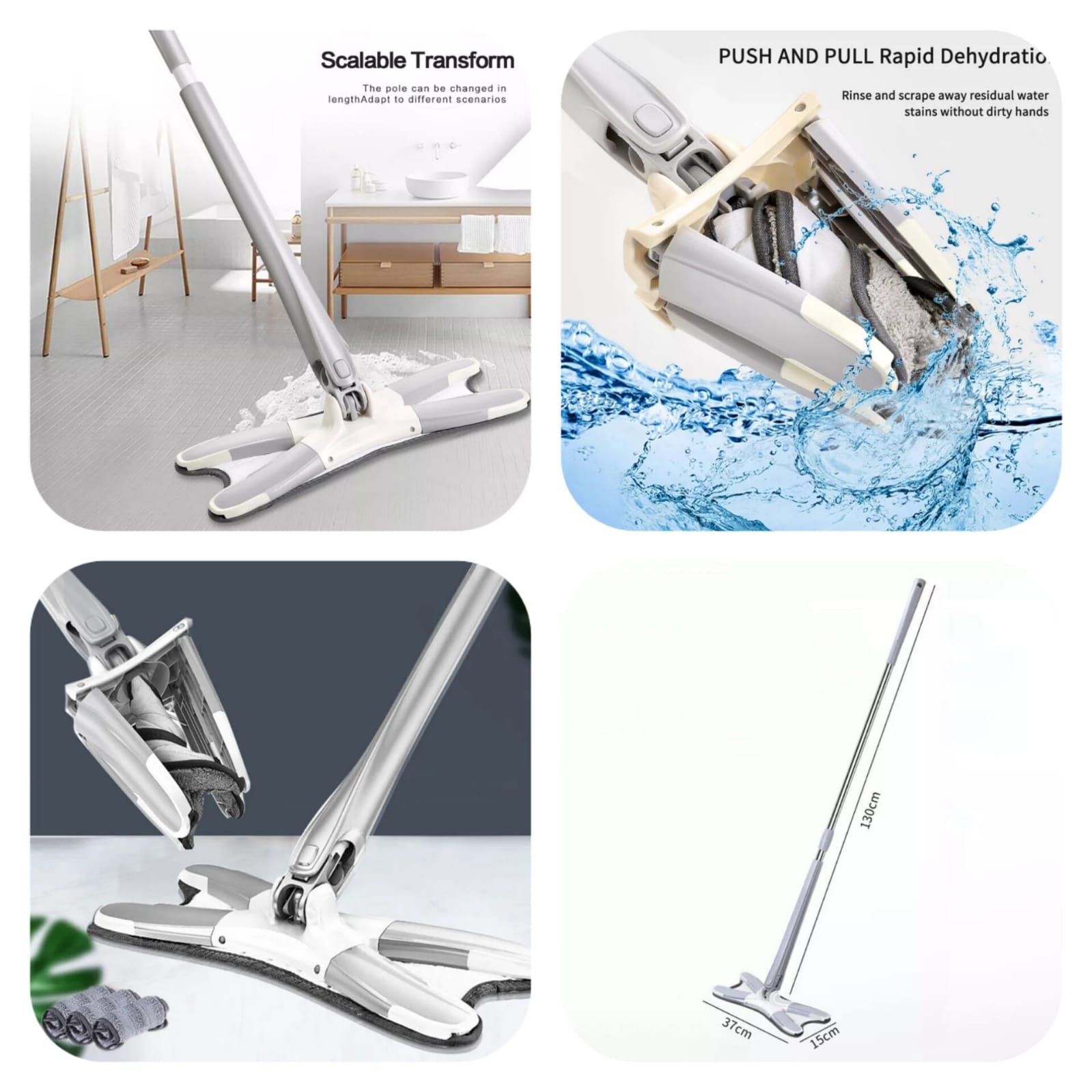 X Mop Manual Extrusion Hand-Free Flat Squeeze Mop Household... - Image 3