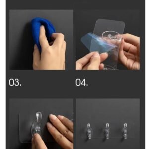 6 Row Transparent Wall Hooks Self Adhesive Clothes Coat Door...