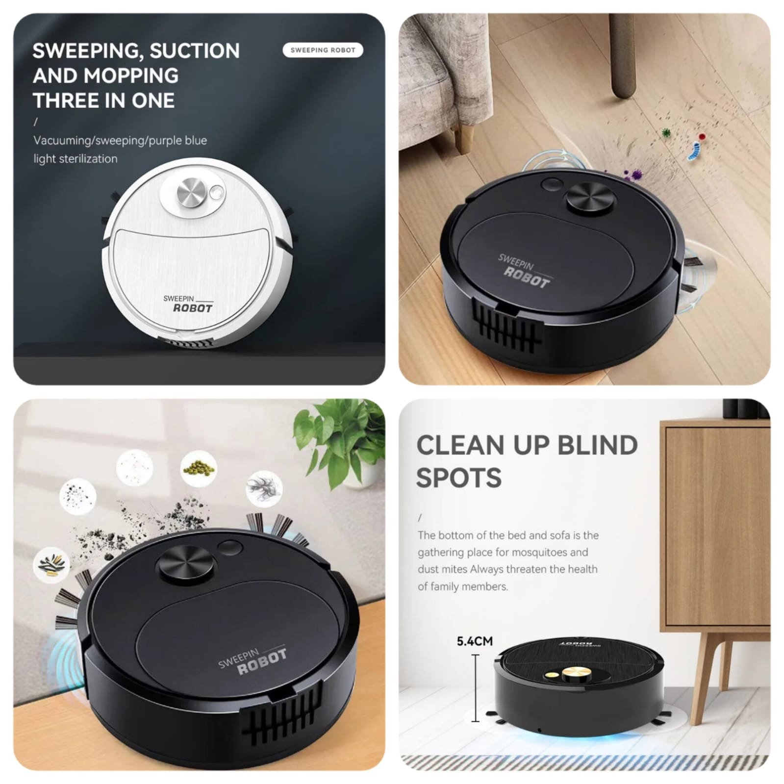 Portable Mini Wireless Smart Sweeping Robot Mopping 3 In1...
