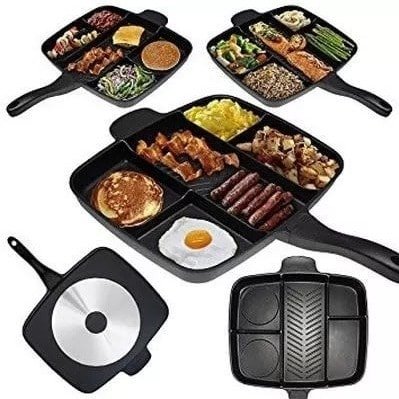 Frying Pan 5-In-1 Multifunction Breakfast Fryer Pan Saucepan Flat... - Image 2