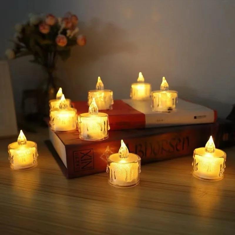 Pack Of 12 Warm White Flameless Led Tealight Candle Decorative...
