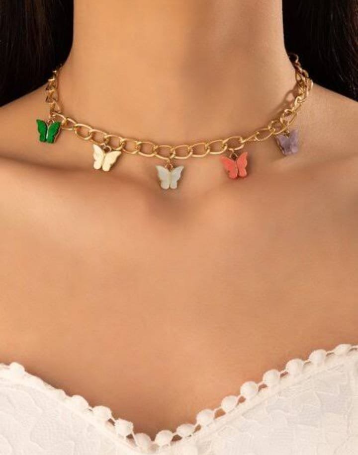 Elegant Multi Color Butterfly Chain Material Alloy /Beautiful...