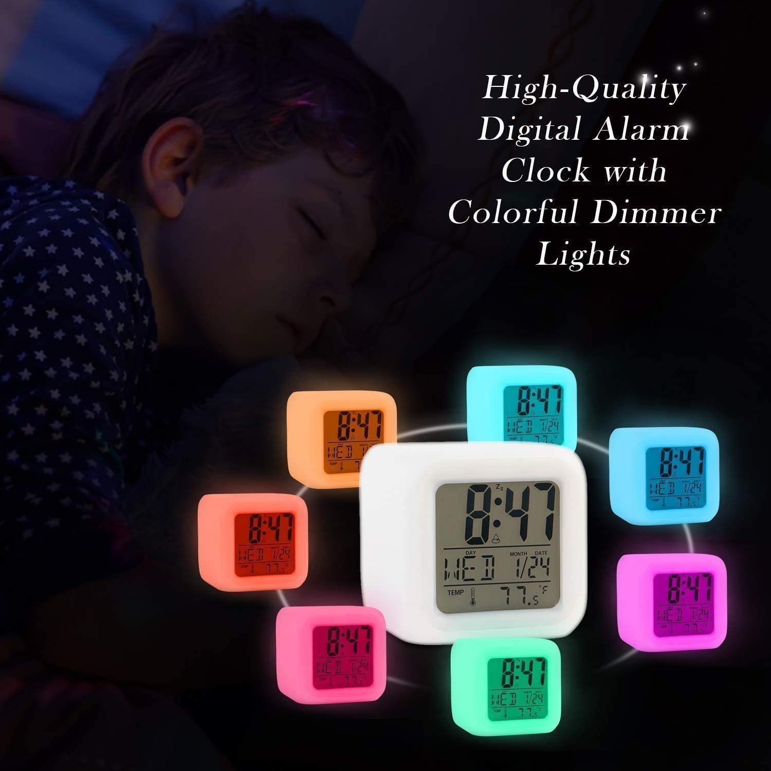Creative Alarm Clock Sublimation Led Digital Clock 7 Color...