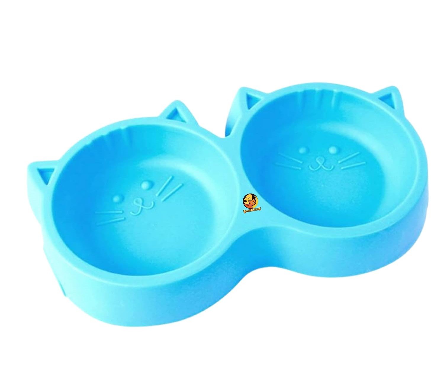 Cat Shaped Double Food Bowl Pet Plastic Food Bowl (Random Color) - Image 5