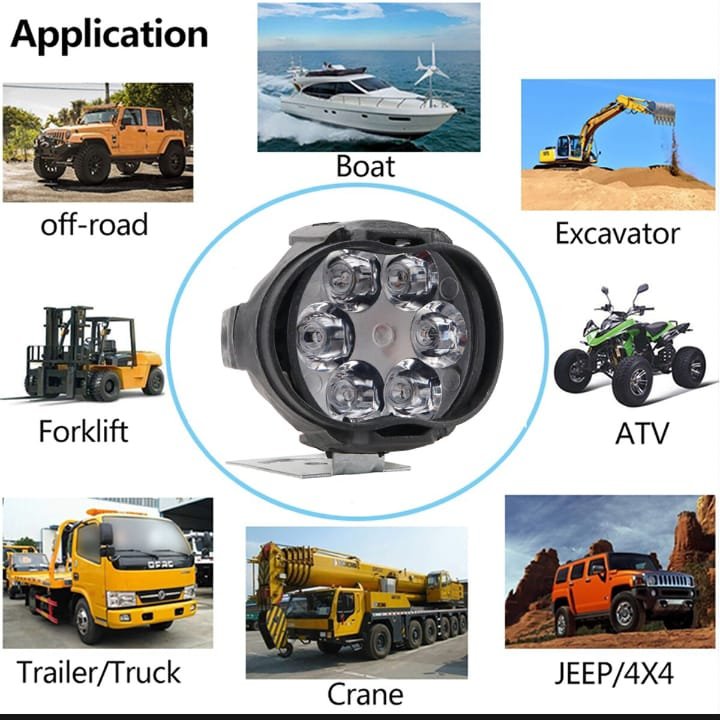 2Pcs Work Lights 6 Led Motorcycle Headlight Spot Light Waterproof... - Image 3