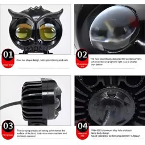 Owl Shape Fog Flash Light Low &Amp; High Beam Owl Plastic Body...