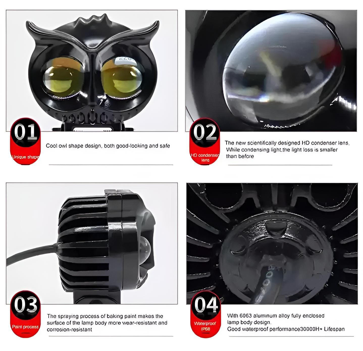 Owl Shape Fog Flash Light Low &Amp; High Beam Owl Metal Body Spot...