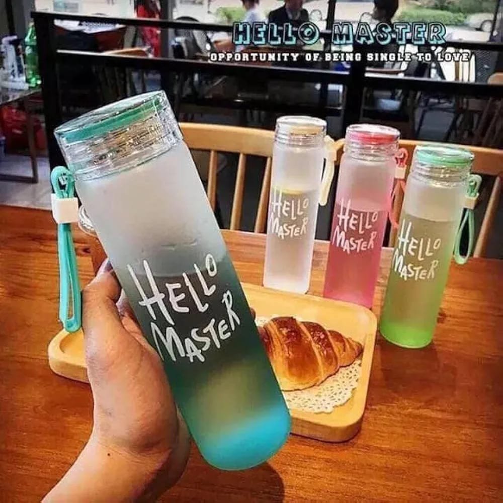 Frosted Glass Water Bottle With Hello Master Decal Logo - 400Ml... - Image 5