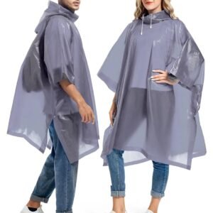 Rain Ponchos For Adults Reusable - Raincoats Survival Emergency...