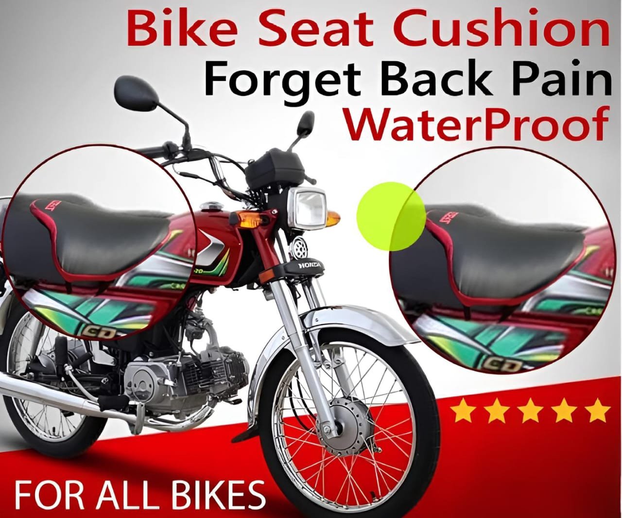Best Bike Seat Cushion For Back Pain Red Black Waterproof... - Image 2