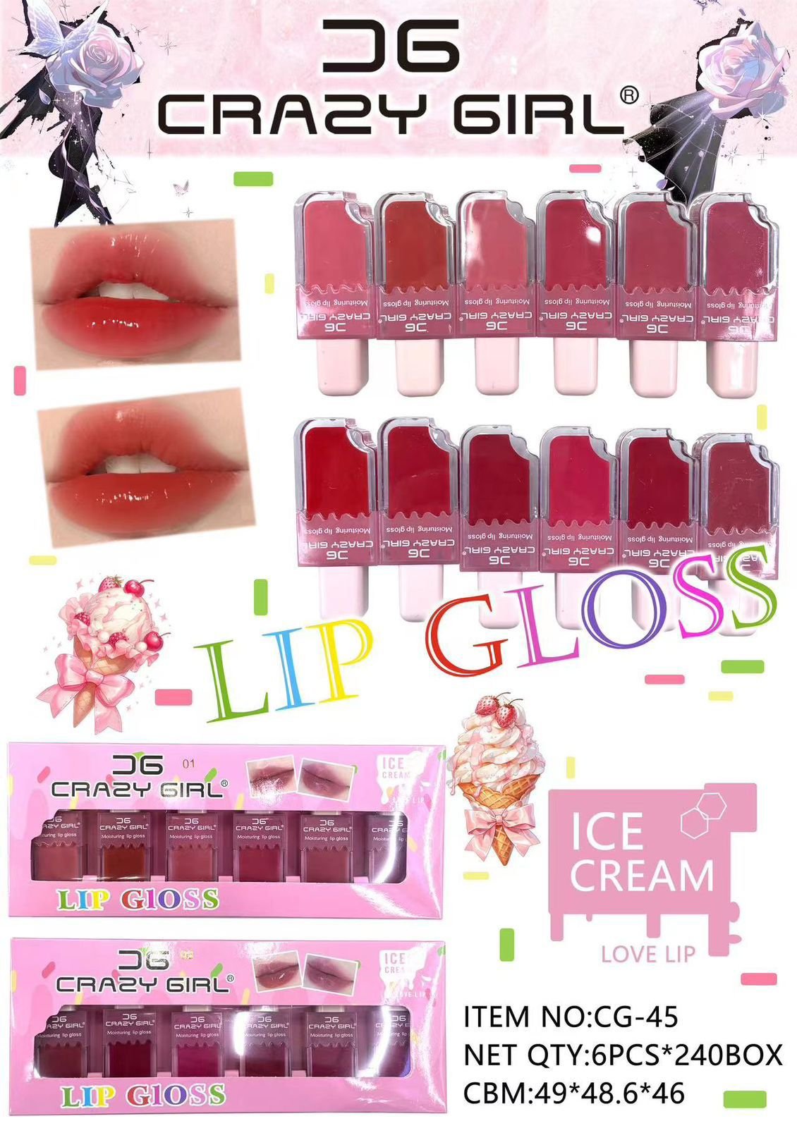 (Pack Of 6 ) Crazy Girl Ice Cream Matte Lipgloss, - Image 3