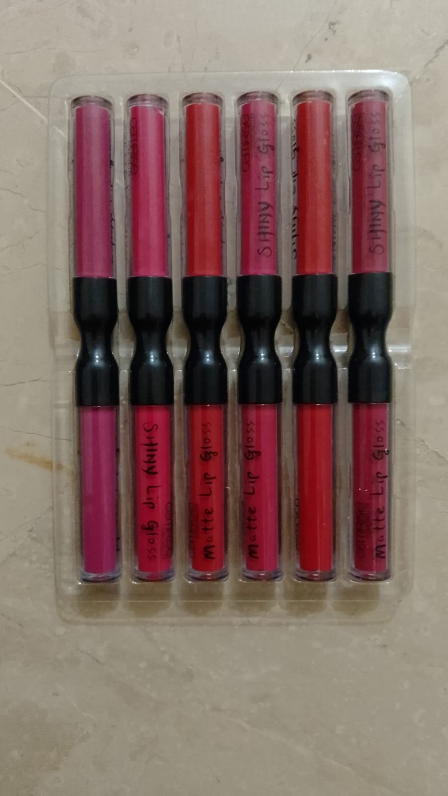 6 Pcs Set Matte And Shiny Dual Lip Gloss - Image 2