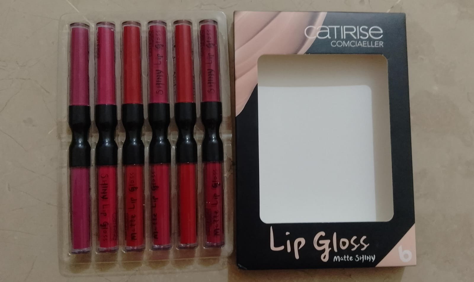 6 Pcs Set Matte And Shiny Dual Lip Gloss - Image 3