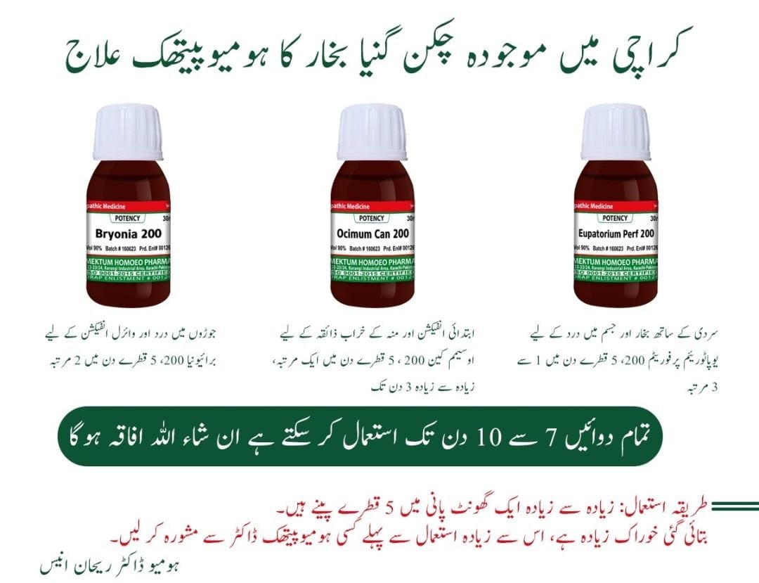Homeopathic Treatment For The Current Chikungunya Fever*