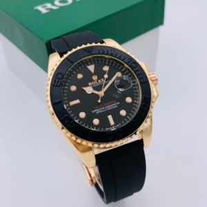( Golden ) Rolex Stylish Watch For Men Adjustable Rubber Strap